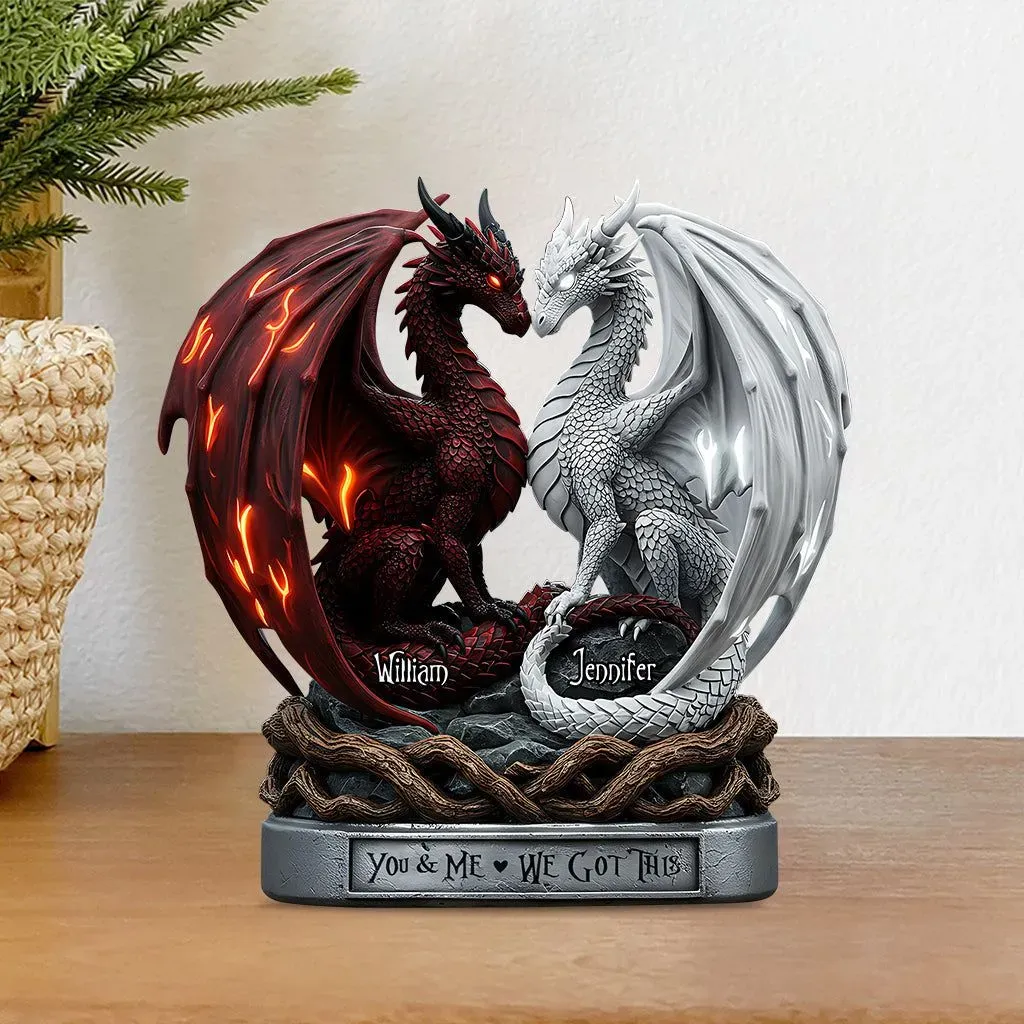 Personalized Fire & Ice Dragon Figurine – Acrylic Couple Gift for Boyfriend, Girlfriend or Spouse